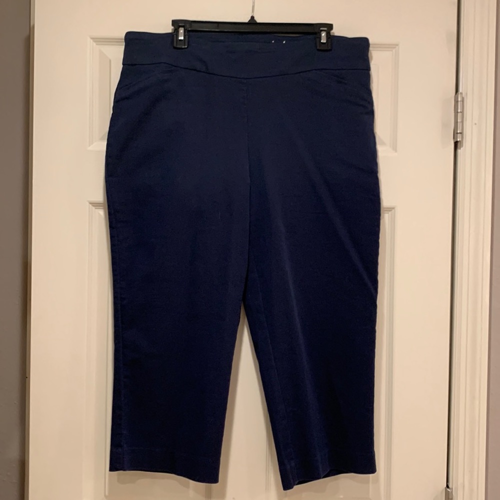 Gently Used Croft & Barrow Capri. Mid Rise. straight through hip & thigh. Large